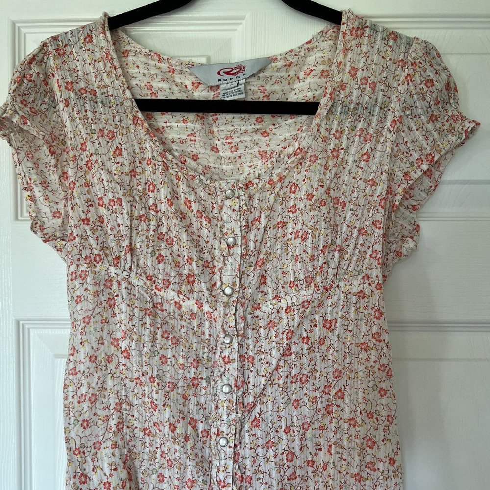 Western Floral Blouse with Pearl Snap Buttons